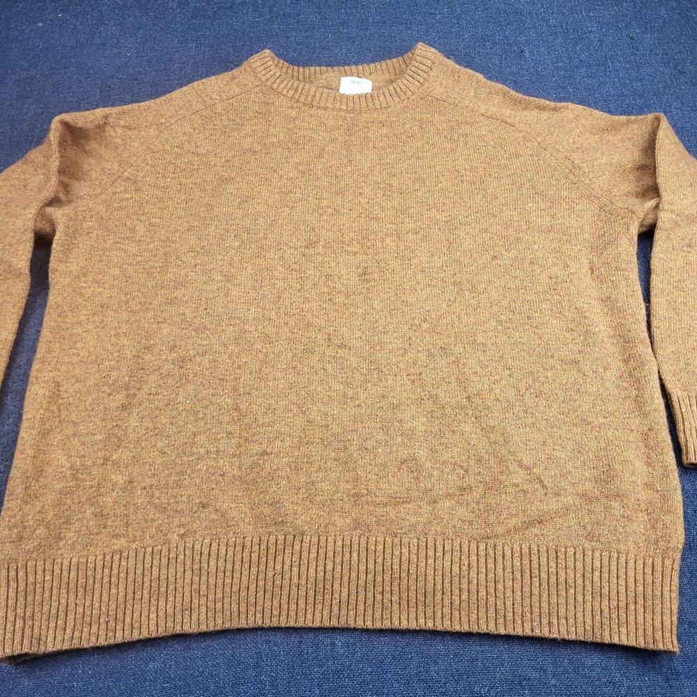 HM LOGG Mens XL Mustard Orange Wool Blend Marled Raglan Crewneck Sweater